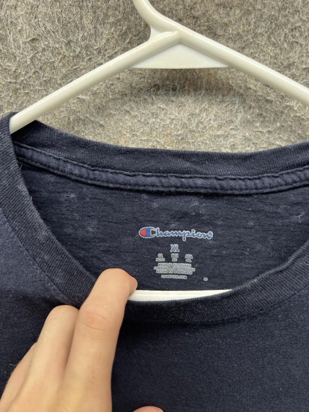 Champion Shirt Mens XL Blue Vertical Graphic Logo Tee Crewneck Tagless Athletic - Picture 2 of 10